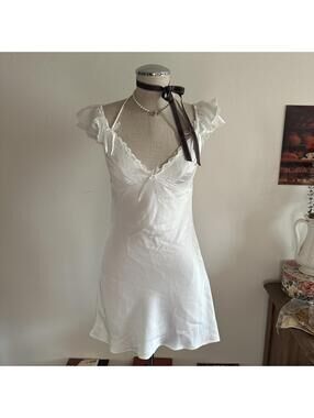 Princess Polly white babydoll ruffle strap dress